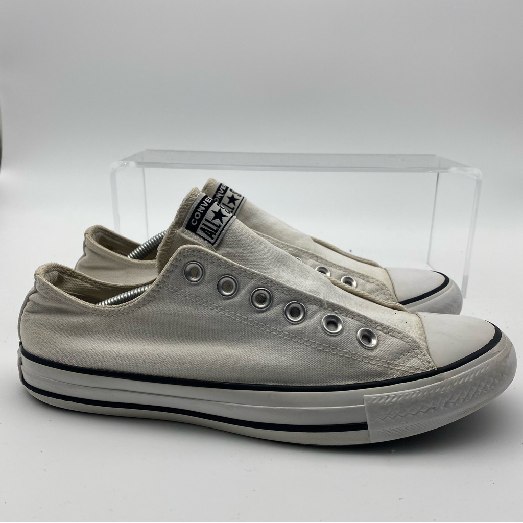 Converse Laceless Women Size 8.5 Shoes White All Star Low Slip On Chuck Taylor